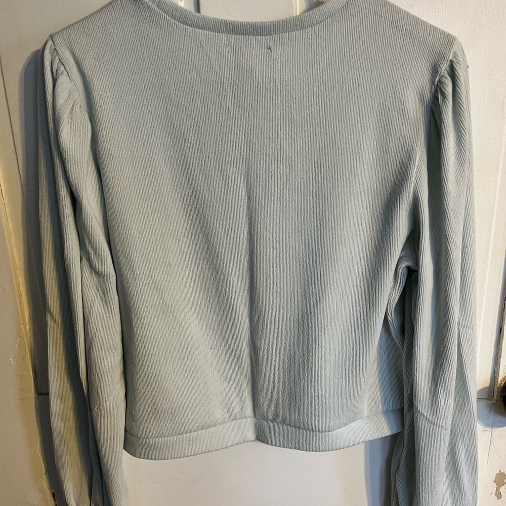 Muse Blue Ribbed Crop Sweatshirt - Picture 2 of 3